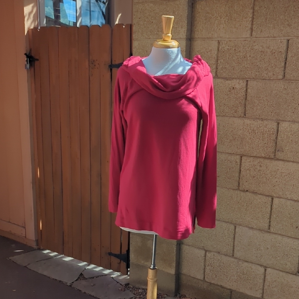 Chico's Raspberry Cowl Neck Long Sleeve Sweater